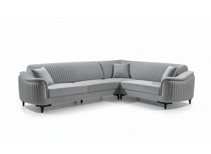 Canapé d'angle en tissu Canapé en forme de L Revêtement en textile Suite d'angle en velours gris 310x240