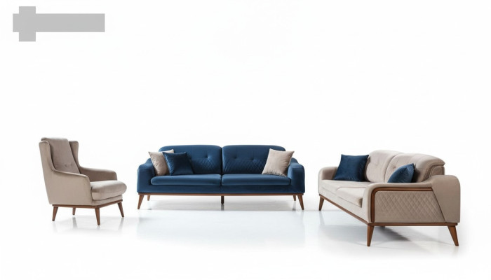 Ensemble de canapés 3+3+1 Fauteuil Canapé trois places Ensemble en textile