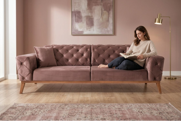 Canapé Chesterfield marron Élégant Canapé Salon Mobilier Salon Velours