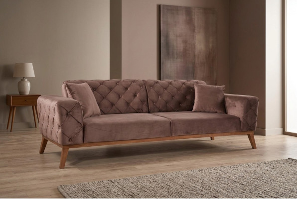 Canapé Chesterfield marron Élégant Canapé Salon Mobilier Salon Velours