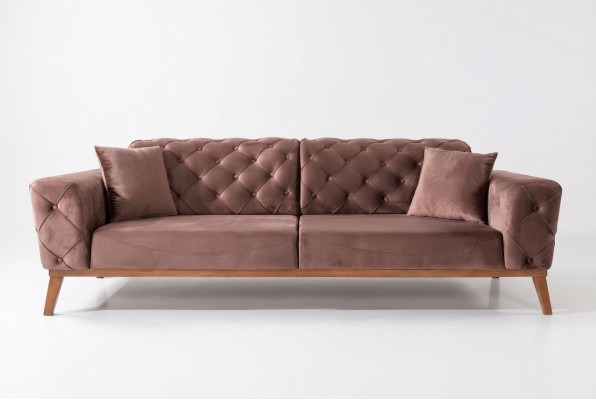 Canapé Chesterfield marron Élégant Canapé Salon Mobilier Salon Velours