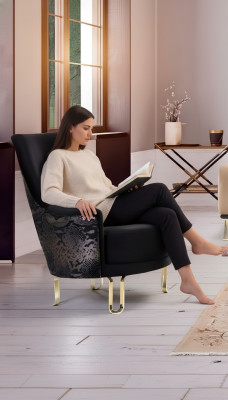 Fauteuil design de luxe 1 place en textile Lounge Club Rembourrage Mobilier