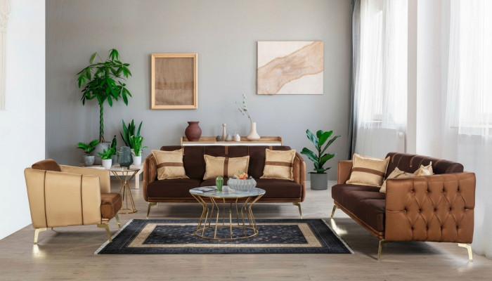 Ensemble de canapés Ensemble de canapés 3+3+1 Fauteuil Chesterfield trois places