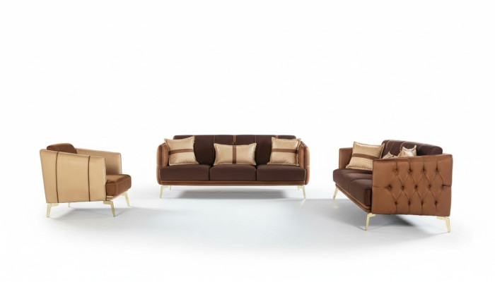 Ensemble de canapés Ensemble de canapés 3+3+1 Fauteuil Chesterfield trois places
