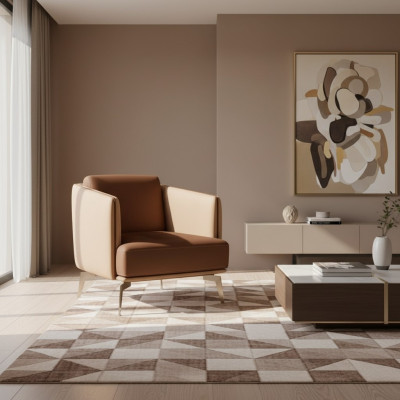 Moderne Fauteuil Une Place Fauteuil Marron 1 Place Tissu d'Ameublement Textile