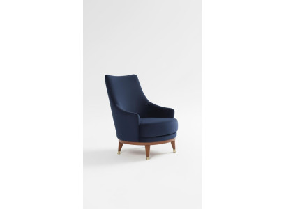 Fauteuil moderne pour salon 1 place, design, couleur bleue, bois