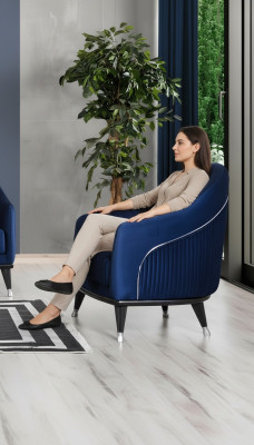 Fauteuil de luxe 1 place Salon Tissu Polyester Style Moderne Design