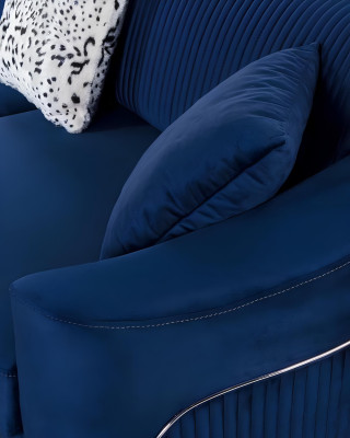 Canapé Design Bleu Trois Places Canapé Luxe Velours Meubles Tissu Textile