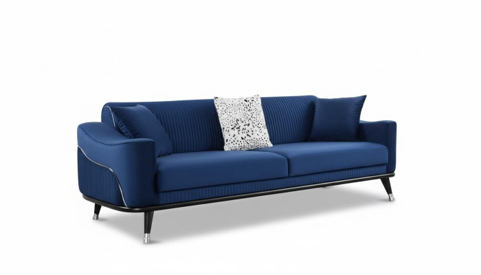 Canapé Design Bleu Trois Places Canapé Luxe Velours Meubles Tissu Textile