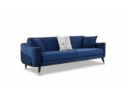 Canapé Design Bleu Trois Places Canapé Luxe Velours Meubles Tissu Textile