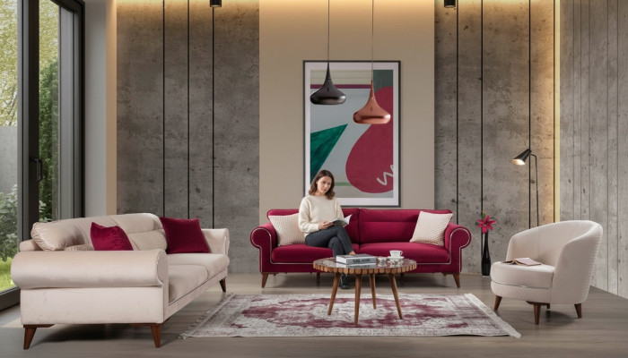 Suite Set Sofa set 3+3+1 Seat Sofas Fauteuil Tissu Canapé 3 pièces