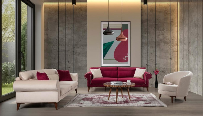 Suite Set Sofa set 3+3+1 Seat Sofas Fauteuil Tissu Canapé 3 pièces