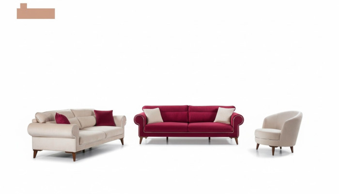 Suite Set Sofa set 3+3+1 Seat Sofas Fauteuil Tissu Canapé 3 pièces