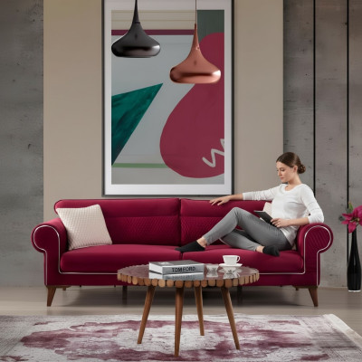 Canapé rouge 3 places Canapés en textile Canapé Rembourrage Mobilier de luxe Moderne Trois places