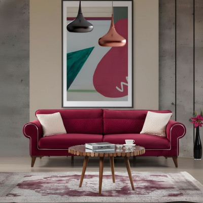 Canapé rouge 3 places Canapés en textile Canapé Rembourrage Mobilier de luxe Moderne Trois places