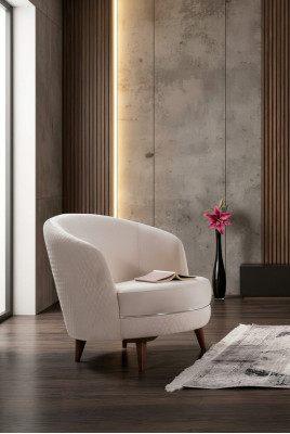 Fauteuil beige élégant à un seul siège, design pour le salon, mobilier rembourré.