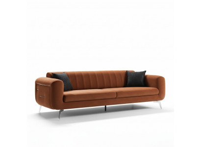 Canapé design orange en velours trois places en tissu de luxe