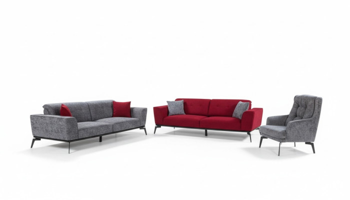 Ensemble de canapés 331 Housse de siège Canapé Paysage de vie Mobilier Rouge Gris