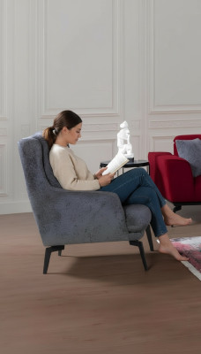 Fauteuil moderne gris mono-place, meuble de salon design inclinable