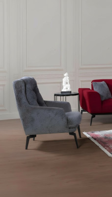 Fauteuil moderne gris mono-place, meuble de salon design inclinable