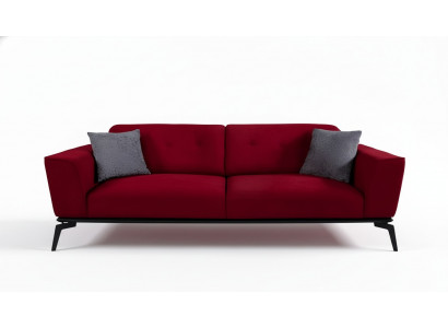 Canapé moderne 3 places en textile rouge Bordeaux revêtement de canapé trois places.