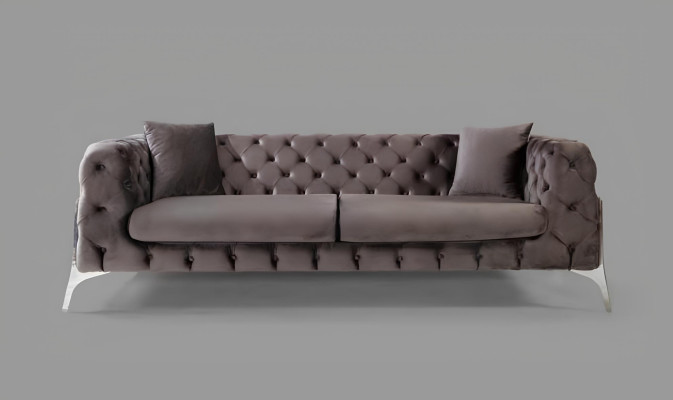Ensemble de canapé fauteuil Taupe Trois places 331 Suite de siège Chesterfield