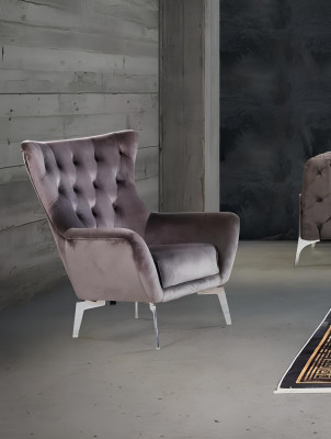 Ensemble de canapé fauteuil Taupe Trois places 331 Suite de siège Chesterfield