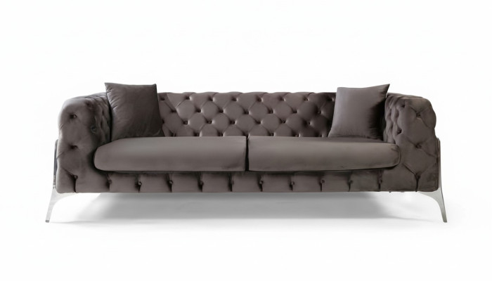Canapé Chesterfield gris 3 places Canapés salon Tissu revêtement