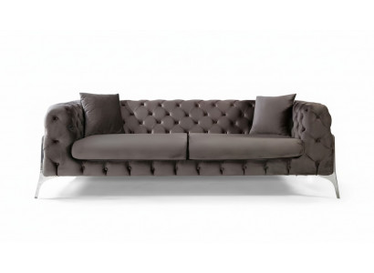 Canapé Chesterfield gris 3 places Canapés salon Tissu revêtement