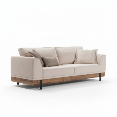 Sofa de salon 3 places en textile beige Canapé en cuir Meubles rembourrés