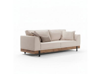 Sofa de salon 3 places en textile beige Canapé en cuir Meubles rembourrés