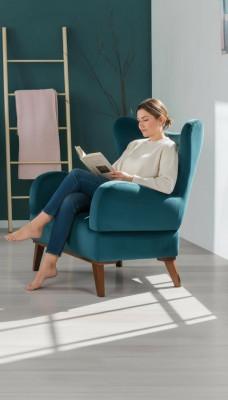 Fauteuil 1 place Design Salon Rembourrage en bois Moderne Turquoise