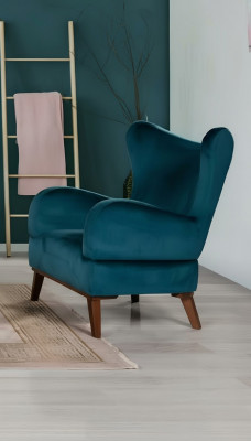 Fauteuil 1 place Design Salon Rembourrage en bois Moderne Turquoise