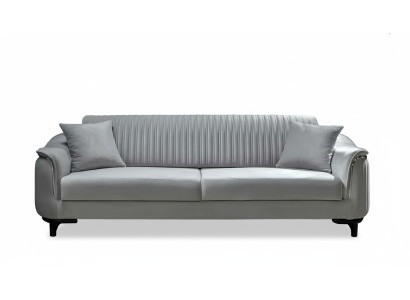 Canapé gris Salon Trois places Coussin de siège Canapé en velours en bois