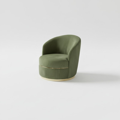 Moderne Fauteuil Rond à Bras Unique Rembourrage Designer en Tissu Textile