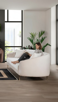 Canapé 3 places en tissu Canapés Canapé Rembourrage Meubles moderne Trois places Velours beige