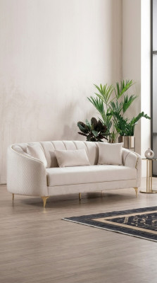 Canapé 3 places en tissu Canapés Canapé Rembourrage Meubles moderne Trois places Velours beige