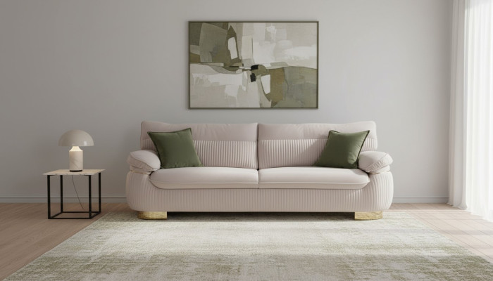 Canapé trois places Canapé 3 places Canapé en tissu Canapé Mobilier moderne en velours beige doux