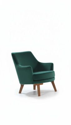 Fauteuil de salon 1 place en tissu polyester de style moderne, de couleur verte.
