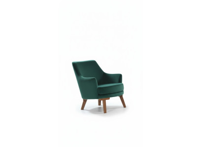 Fauteuil de salon 1 place en tissu polyester de style moderne, de couleur verte.