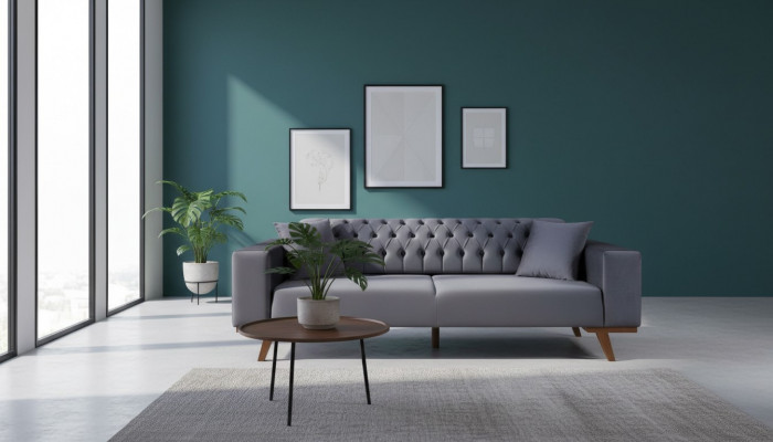 Canapé design trois places Canapé moderne gris Mobilier Tissu Bois