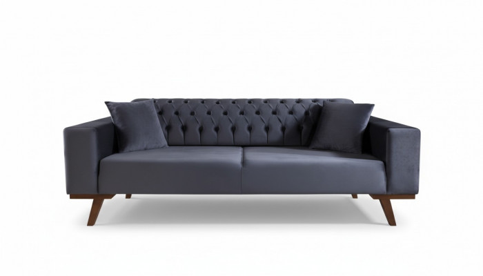 Canapé design trois places Canapé moderne gris Mobilier Tissu Bois