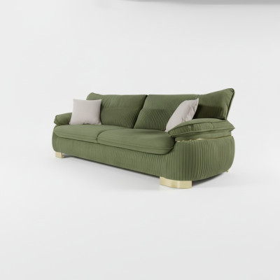 Canapé moderne en textile 3 places Trois places en tissu Mobilier rembourré Couleur verte