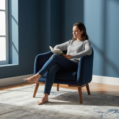 Fauteuil moderne une place de designer, rembourrage en tissu, nouveau.