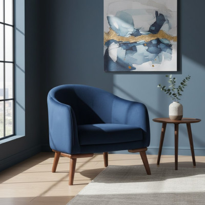 Fauteuil moderne une place de designer, rembourrage en tissu, nouveau.