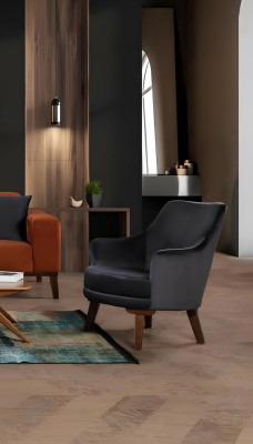 Fauteuil de salon design 1 place en tissu moderne polyester couleur gris