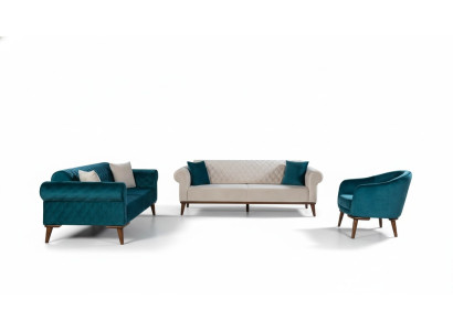 Ensemble de canapés de luxe 3+3+1 Siège Canapé trois places Tissu Textile Style Fauteuil