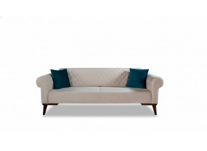 Canapé trois places beige, canapé élégant, mobilier de salon, velours