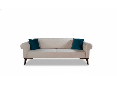 Canapé trois places beige, canapé élégant, mobilier de salon, velours