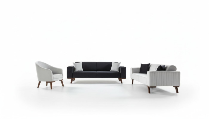 Ensemble de canapés de luxe trois places canapé en tissu 3+3+1 siège fauteuil style textile.